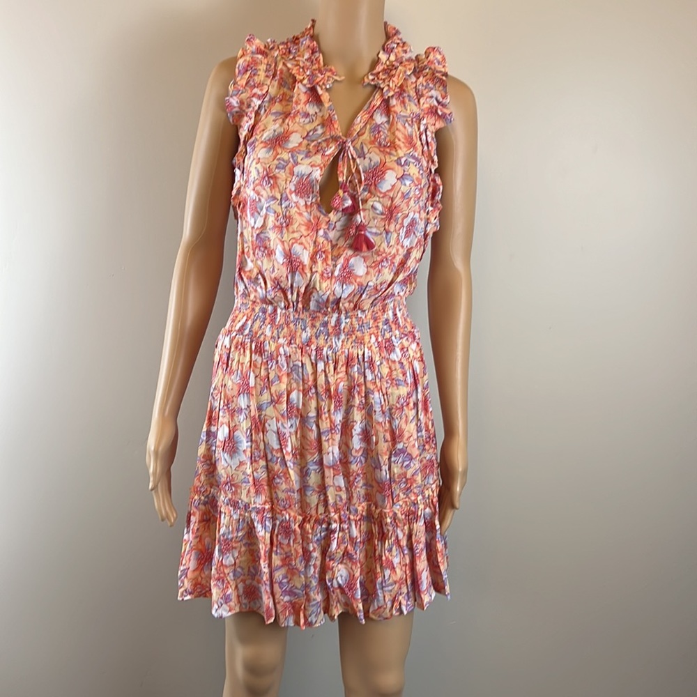 Poupette St. Barth Triny Smocked Floral Mini Dress with Tassel Ties - Picture 7 of 11